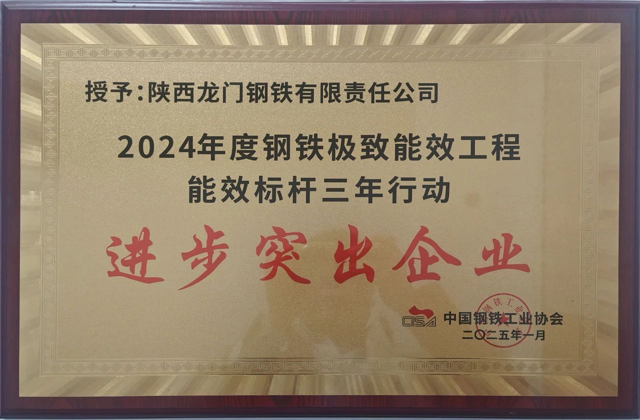 喜訊！龍鋼公司榮獲2024年度鋼鐵極致能效工程能效 標桿三年行動“進步突出企業(yè)”